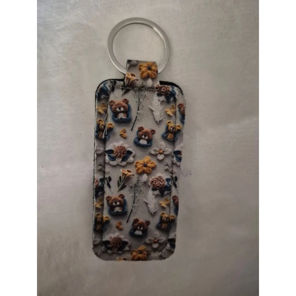 Women's Key & Lip Balm Holder One Size Gray Yellow